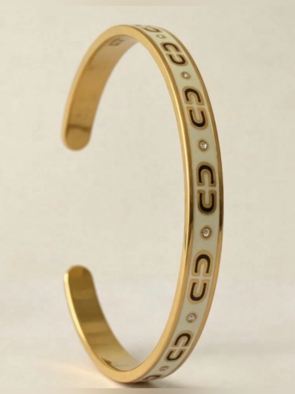 Western Horseshoe Design Gold and Cream Women's Cuff Bracelet - Elegant Design